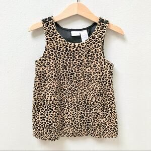 KRU Little Velvet Cheetah Print Jumper Dress with Bow Baby Girl Size 24 Months
